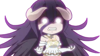 👿 Albedo Overlord anime, demon, chibi, girl, horns, magic, angry telegram sticker