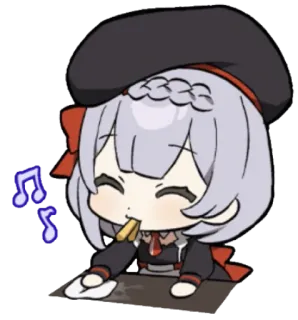 😋 sticker, chibi, anime, cartoon, cute, girl, snack, eating telegram sticker