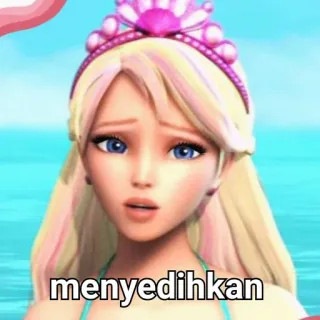 😃 Barbie menyedihkan kreskówka, lalka, blondynka, smutny, ocean whatsapp sticker