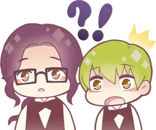 ⁉️ Chibi, Anime, Punto interrogativo, Punto esclamativo, Confuso, Carino, Cartone animato telegram sticker