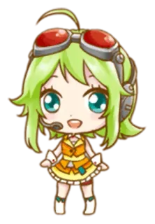 😀 Chica anime, Chibi, Auriculares, Gafas, Traje amarillo, Mono whatsapp sticker