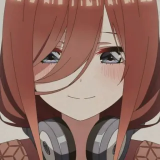 🔪 Miku Nakano The Quintessential Quintuplets аниме, девушка, наушники, улыбается telegram sticker