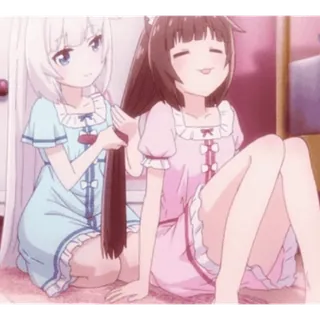 💗 アニメ, 女の子, 友達, 漫画, 可愛い, 寝室, パジャマ whatsapp sticker
