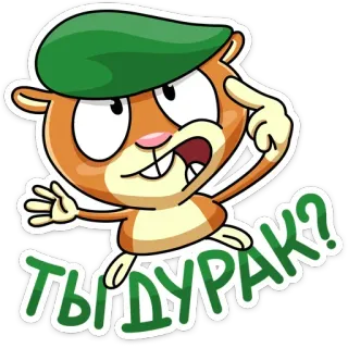 👿 ТЫ ДУРАК? animale, cartone animato, criceto, domanda, russo, slang telegram sticker