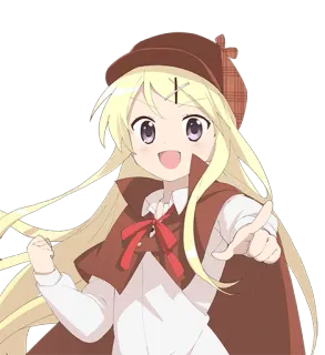 😃 Anime Mädchen, Cartoon, Niedlich, Detektiv, Hut, Rot, Blond telegram sticker