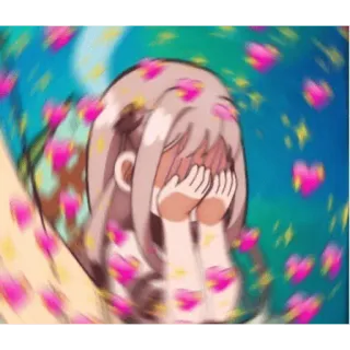 😀 Anime, Dziewczyna, Serca, Słodkie, Kawaii telegram sticker