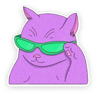 😎 Katze, Aufkleber, cool, Sonnenbrille, Tier, lila, Cartoon whatsapp sticker