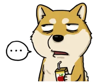 🙄 ... dog, shiba inu, cartoon, meme, juice box, expression, thinking telegram sticker