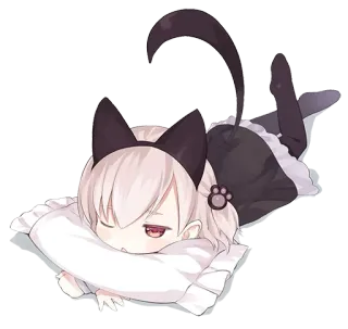😴 cat girl, anime, manga, cute, neko, sleepy, kawaii telegram sticker