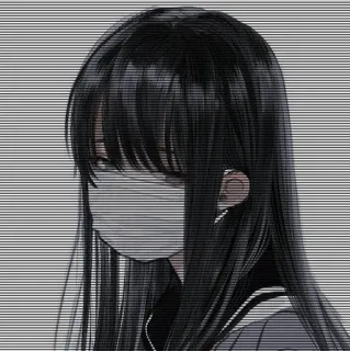 🎡 Anime, Fille, Uniforme scolaire, Cheveux foncés, Masque, Boucle d'oreille, Profil telegram sticker