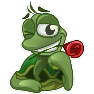 🌹 turtle, rose, animal, cartoon, flirty, wink telegram sticker