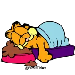 😴 Garfield Garfield, gato, dormindo, desenho animado, preguiçoso, gato laranja, quadrinhos telegram sticker