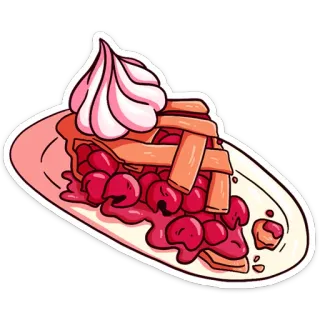 🍣 tarta, tarta de cerezas, comida, postre, dulce, cereza, pastelería, horneado whatsapp sticker
