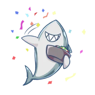😀 Requin, Dessin animé, Fête, Soirée, Animal, Créature marine, Mignon, Drôle telegram sticker