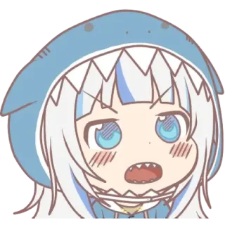 😌 Gawr Gura Anime, Vtuber, Tubarão, Gawr Gura, Fofo, Chibi telegram sticker