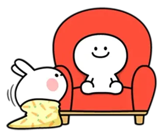 😐 cartoon, cute, rabbit, chair, emoji, sticker telegram sticker