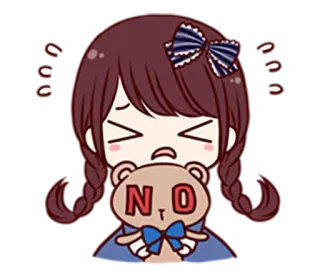 😀 N.O. 애니메이션, 소녀, 곰, 아니요 telegram sticker