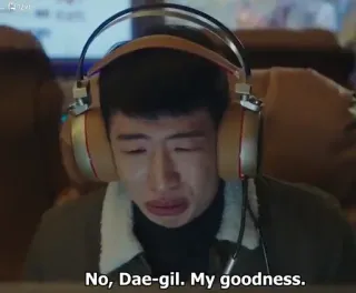 🎧 Dae-gil No, Dae-gil. My goodness. person, headphones, sad, crying telegram sticker