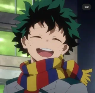 🙂 Izuku Midoriya My Hero Academia Anime, Manga, Héroe, Personaje, Sonrisa, Bufanda telegram sticker