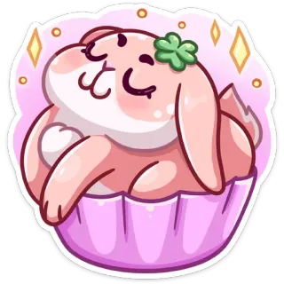 ☺️ coelhinho, coelho, cupcake, fofo, rosa, animal, kawaii whatsapp sticker