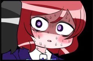 😱 anime, cartoon, shocked, worried, redhead, sweat telegram sticker