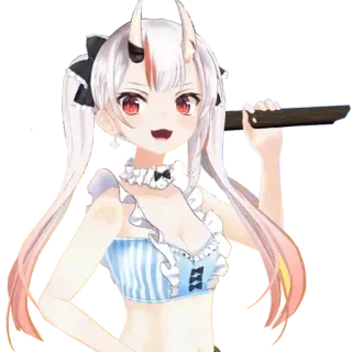 😊 Anime, Personnage, Démon, Épée, Arme, Hololive telegram sticker