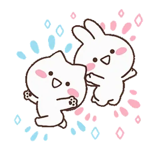 🥳 แมว, กระต่าย, น่ารัก, สัตว์, การ์ตูน, คาวาอิ telegram sticker