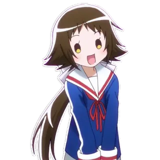 😊 Anime, Fille, Dessin animé, Uniforme scolaire, Mignon, Joyeux telegram sticker