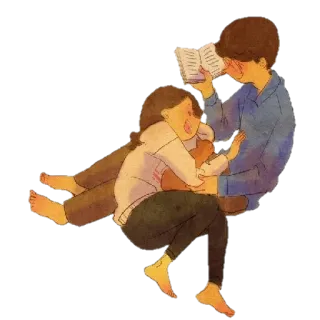 📖 pasangan, membaca, cinta, hubungan, penyayang telegram sticker