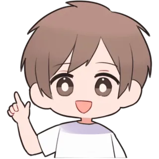 👉 만화, 스티커, 애니메이션, 소년, 귀여운, 가리키는 telegram sticker