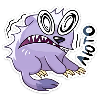 😱 NoTo монстр, мультфильм, наклейка, безумный, животное, фиолетовый, глаза telegram sticker
