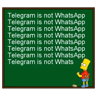 ✍ Bart Simpson The Simpsons Telegram is not WhatsApp
Telegram is not WhatsApp
Telegram is not WhatsApp
Telegram is not WhatsApp
Telegram is not WhatsApp
Telegram is not WhatsApp
Telegram is not WhatsApp
Telegram is not Whats telegram, whatsapp, comparison, cartoon, simpsons, bart telegram sticker