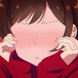 😳 Anime, Manga, Đỏ mặt, Dễ thương, Kawaii, Cô gái, Đỏ, Nhút nhát whatsapp sticker