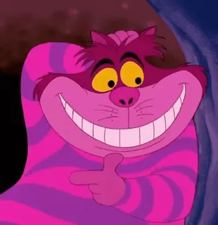 😋 Cheshire Cat Alice in Wonderland Cheshire Cat, cat, Alice in Wonderland, Disney, cartoon, smile telegram sticker