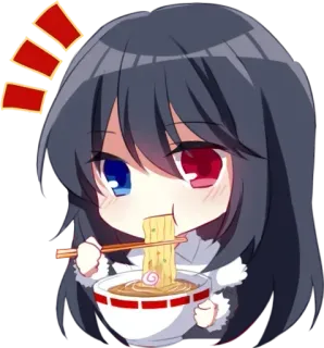 🍜 Anime, Ragazza, Carino, Ramen, Cibo, Chibi telegram sticker