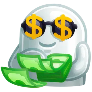 🤑 soldi, dollaro, occhiali da sole, ricchezza, cartone animato, ricco whatsapp sticker