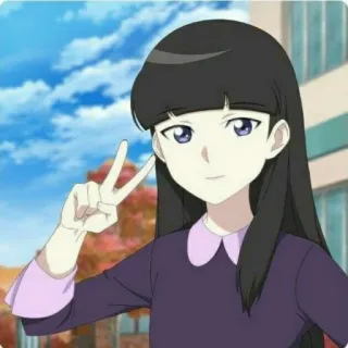 💜 Anime, Dziewczyna, Znak pokoju, Kreskówka, Ilustracja, Portret telegram sticker