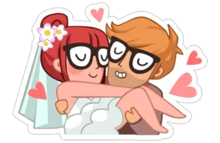 💟 ślub, panna młoda, pan młody, miłość, serca, para, kreskówka telegram sticker