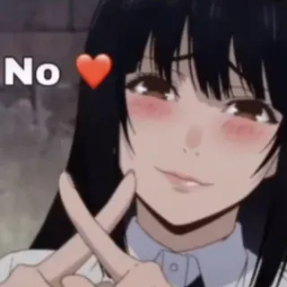 ❌ No Anime, Fille, Non, Coeur whatsapp sticker
