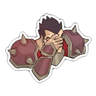๐คฆโโ๏ธ personaggio, armatura, punte, risata telegram sticker