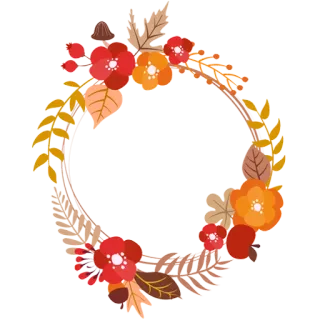 💐 floral, guirlanda, outono, folhas, flores, frutas vermelhas, sazonal, decoração telegram sticker