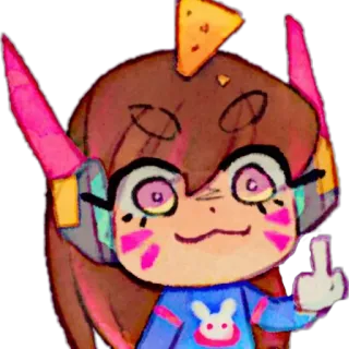 🖕 D.Va Overwatch D.Va, Overwatch, jari tengah, video game, kartun, stiker telegram sticker