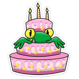 🎂 Frosch, Kuchen, Geburtstag, Kerzen, Feier, Party telegram sticker