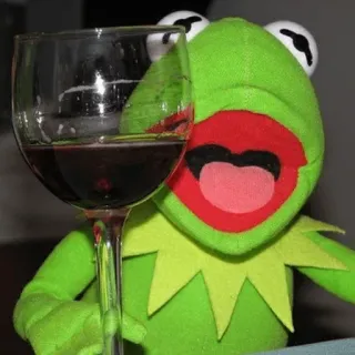 🍷 Kermit Kermit, Muppet, wine, drinking, frog, alcohol telegram sticker