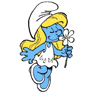 🌸 Smurfette The Smurfs สเมิร์ฟ, สเมิร์ฟเฟ็ต, การ์ตูน, ดอกไม้, ผมบลอนด์ whatsapp sticker