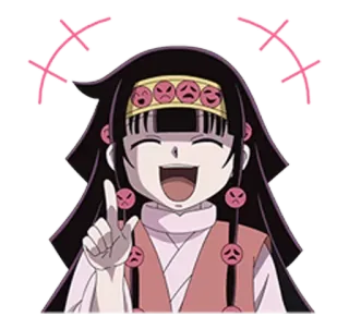 😆 Alluka Zoldyck Hunter x Hunter anime, cartoon, character, alluka zoldyck, hunter x hunter, cute, happy telegram sticker