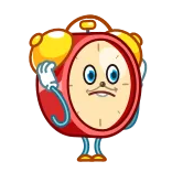 😨 clock, cartoon, alarm clock, time, animated telegram sticker