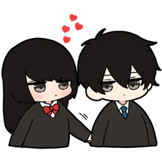 🖤 couple, love, anime, hearts, cute, kawaii telegram sticker