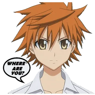 😑 WHERE ARE YOU? anime, manga, character, boy, question telegram sticker