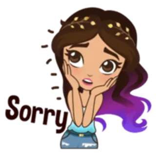 😔 Sorry apology, sorry, cartoon, cute, emotional, expression, pleading telegram sticker